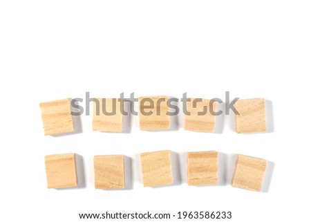 Top view, scraped wood tile in a square shape. Blank, enter a letter Isolated on white background. with copy space