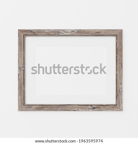 mockup of unique picture frame made of old weathered wood
