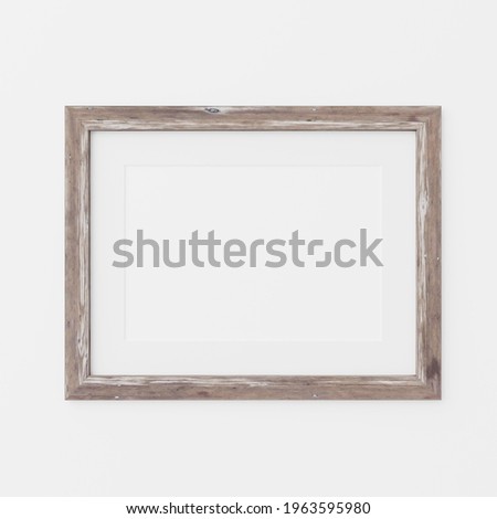 mockup of unique picture frame made of old weathered wood