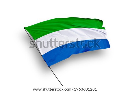 Sierra Leone flag isolated on white background with clipping path. close up waving flag of Sierra Leone. flag symbols of Sierra Leone.