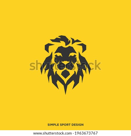 geometric lion head logo design template, perfect for sports logo designs