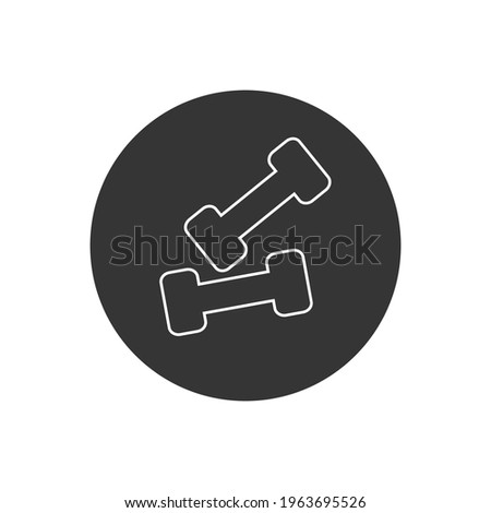 Dumbbells line white icon isolated on white background vector