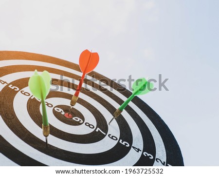 Goal setting with target.Close-up dart targets on a black and white background.Target Goals Expectations Achievement Graphic Concept.