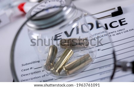 Criminalistic Laboratory, Bullet shell analysis, conceptual image