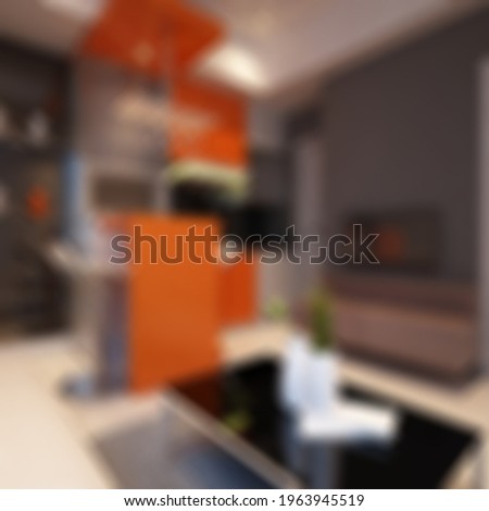 Defocused and Blur Photo of Minimalist and Unique Table Bar Interior Design