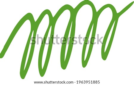 Hand-drawn green twisted line. Dense tilting spiral. Graphic background space filler for creating trending patterns, templates. Modern design asset. Simple line art. Flat figure. Abstract doodle. 