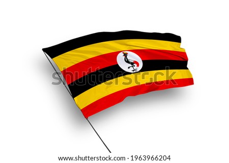 Uganda flag isolated on white background with clipping path. close up waving flag of Uganda. flag symbols of Uganda.