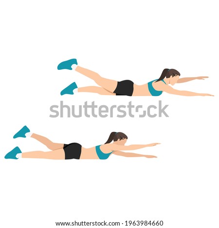 Woman doing alternating plank exercise flat vector illustration isolated on white background