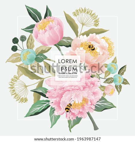 Vector illustration of a beatiful floral frame in spring for Wedding, anniversary, birthday and party. Design for cards, party invitation, Print, Frame Clip Art and Business Advertisement