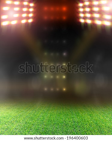 soccer field and bright spotlights 