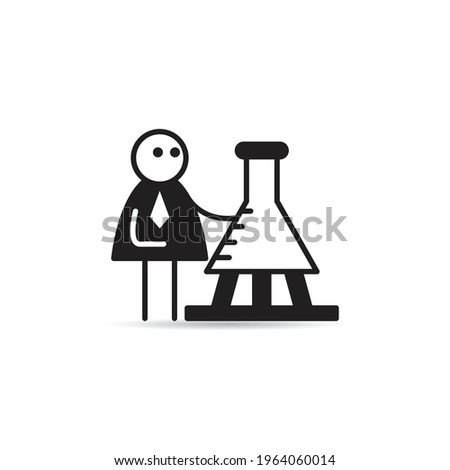 businessman and lab flask icon vector