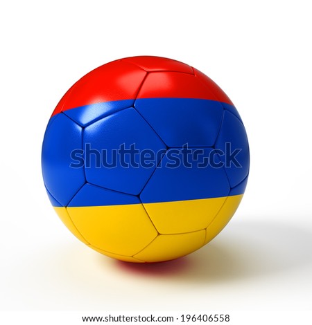 Soccer ball with Armenia flag isolated on white