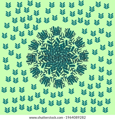 green leaves abstract circle art pattern green background