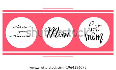 Happy Mother's Day hand-drawn calligraphy in circle card, on pink background, Vector illustration EPS 10
