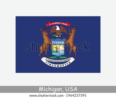 Michigan USA State Flag. Flag of MI, USA isolated on white background. United States, America, American, United States of America, US State. Vector illustration.