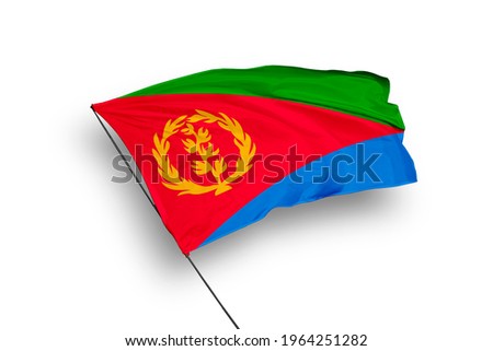 Eritrea flag isolated on white background with clipping path. close up waving flag of Eritrea. flag symbols of Eritrea.