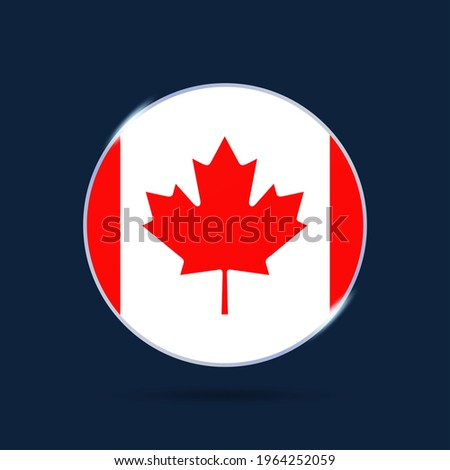 canada national flag Circle button Icon. Simple flag, official colors and proportion correctly. Flat vector illustration.