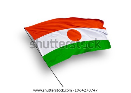 Niger flag isolated on white background with clipping path. close up waving flag of Niger. flag symbols of Niger.