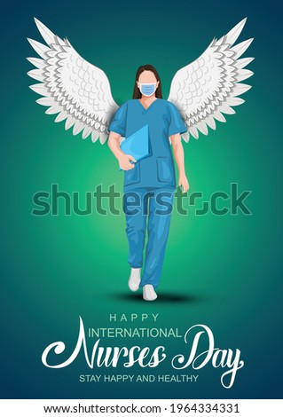 12 May. happy International Nurse Day background. full size of nurse`s uniform with wings. Vector illustration design Royalty-Free Stock Photo #1964334331