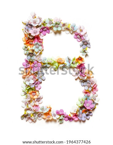The letter B. Floral alphabet. Set of flower letters isolated on white. Flower font.