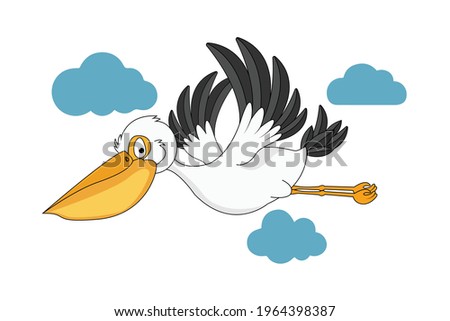cute flying stork bird. animal cartoon