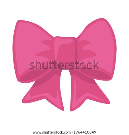 Ribbon Sign Emoji Icon Illustration. Pink Bow Vector Symbol Emoticon Design Clip Art Sign Comic Style.