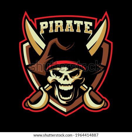 undead pirate e-sport logo design. illustration of undead pirate mascot design. emblem design