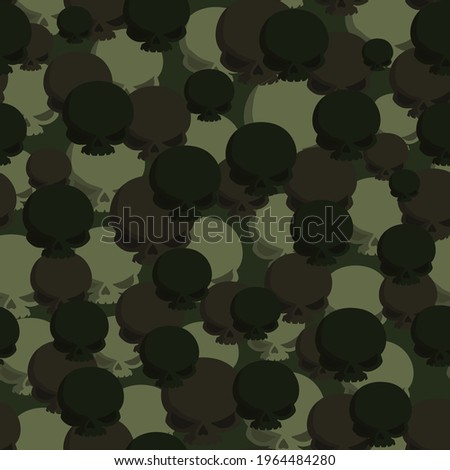 Abstraction camouflage with a skull pattern, green pattern, endless background.