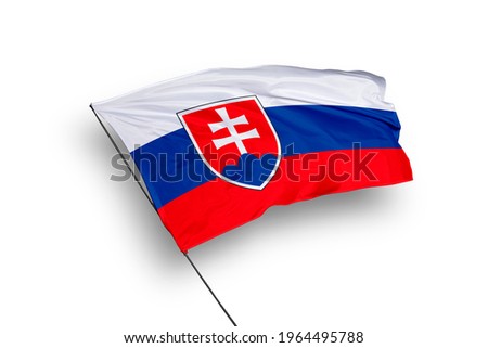 Slovakia flag isolated on white background with clipping path. close up waving flag of Slovakia. flag symbols of Slovakia.