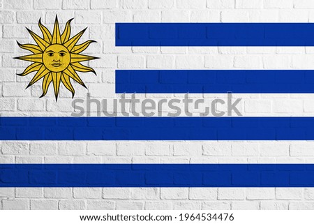 Flag of Uruguay. Brick wall texture of the flag of Uruguay.