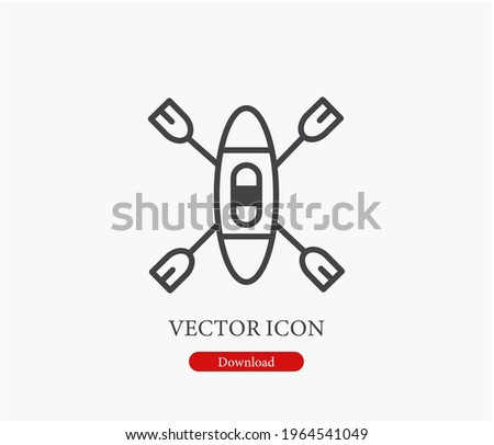 Canoe vector icon.  Editable stroke. Symbol in Line Art Style for Design, Presentation, Website or Apps Elements, Logo. Pixel vector graphics - Vector
