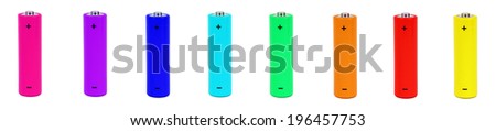 Set of batteries isolated on white background