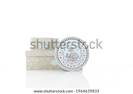 many luxury porcelain gift box isolated on white background