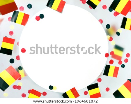 National Day of Belgium. Happy Independence. July 21. Festival. concept freedom, patriotism and memory. Flags country, foggy background. 