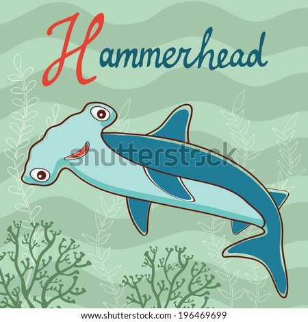 Colorful illustration of hammerhead. Vector format