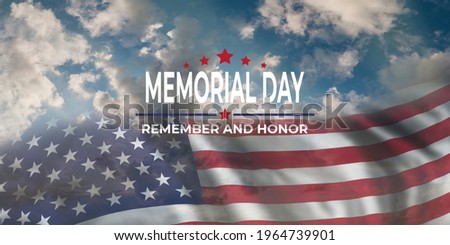 Memorial day card with flag and text USA national day Remember and Honnor