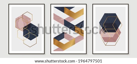Abstract Math art background vector. Modern block color art wallpaper. Geometric marbling gold style texture. Cubism s low-poly backgrounds. Good for home deco, wall art, poster, invite and cover.