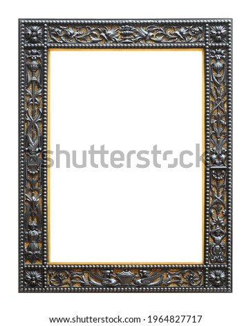 Silver and gold frame for paintings, mirrors or photo isolated on white background. Design element with clipping path