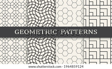 Set of geometric seamless patterns. Abstract geometric graphic design simple pattern. Seamless geometric lines pattern.