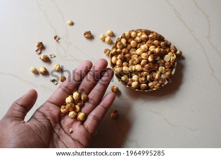 Yellow Chana Namkeen, salted roasted gram, Indian traditional quick snack
