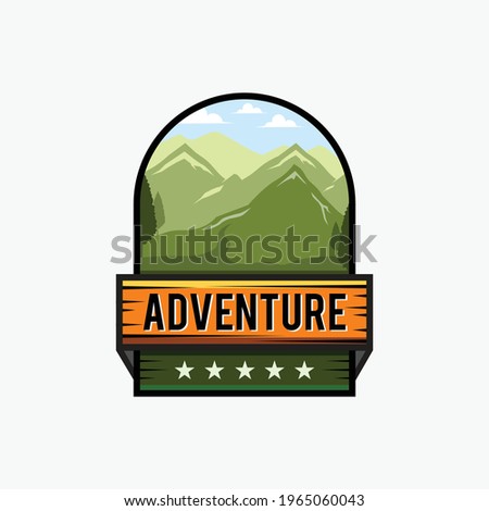 Adventure logo design template with natural scenery