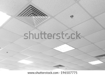 Fluorescent lamp on the modern ceiling Royalty-Free Stock Photo #196507775