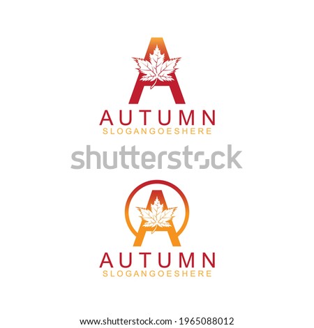 Letter A with Autumn Maple leaves Logo Vector Template Creative Design