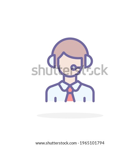 Call center icon in filled outline style. For your design, logo. Vector illustration.