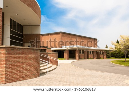 Exterior view of a typical American school Royalty-Free Stock Photo #1965106819