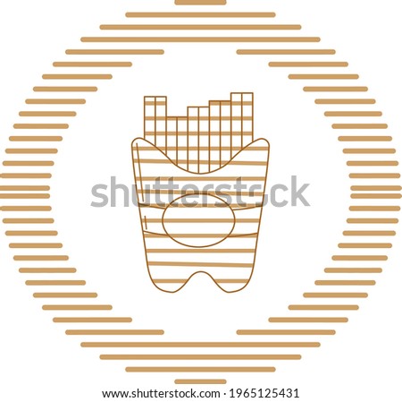 fast food, vector image in brown lines with circular shape and white background.
