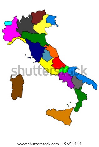 map of Italy colored vector illustration