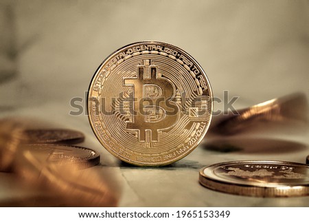bitcoin cryptocurrency,Stock Market Concept. macro shot, gold virtual money, Technology, business, trading stock market concept modern background closeup