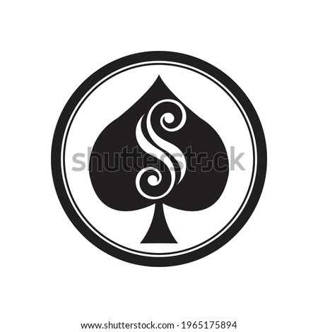Illustration modern ace play card game sign sign logo design template