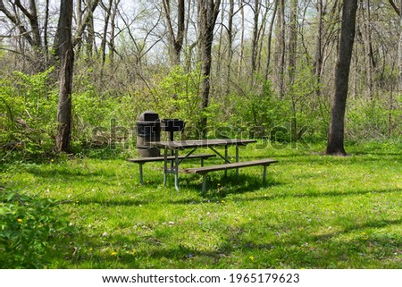 Picnic area in Franklin Creek State Natural Area on a beautiful Spring afternoon. Royalty-Free Stock Photo #1965179623